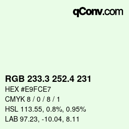 カラーコード: RGB 233.3 252.4 231 | qconv.com