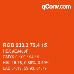 カラーコード: RGB 233.3 72.4 15 | qconv.com