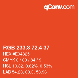 カラーコード: RGB 233.3 72.4 37 | qconv.com