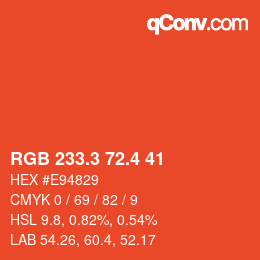 カラーコード: RGB 233.3 72.4 41 | qconv.com