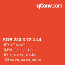 カラーコード: RGB 233.3 72.4 44 | qconv.com
