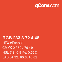 カラーコード: RGB 233.3 72.4 48 | qconv.com