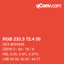 カラーコード: RGB 233.3 72.4 56 | qconv.com