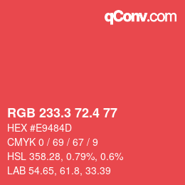 カラーコード: RGB 233.3 72.4 77 | qconv.com