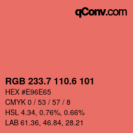 カラーコード: RGB 233.7 110.6 101 | qconv.com