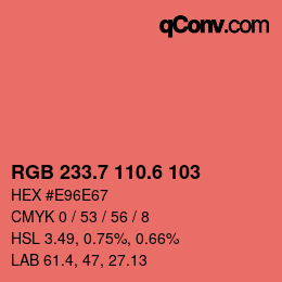 カラーコード: RGB 233.7 110.6 103 | qconv.com