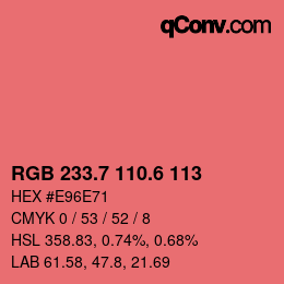 カラーコード: RGB 233.7 110.6 113 | qconv.com