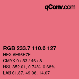 カラーコード: RGB 233.7 110.6 127 | qconv.com