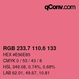 カラーコード: RGB 233.7 110.6 133 | qconv.com