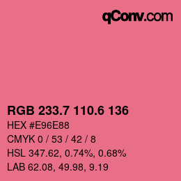 カラーコード: RGB 233.7 110.6 136 | qconv.com