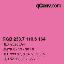 カラーコード: RGB 233.7 110.6 164 | qconv.com