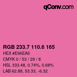 カラーコード: RGB 233.7 110.6 165 | qconv.com