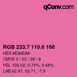 カラーコード: RGB 233.7 110.6 168 | qconv.com