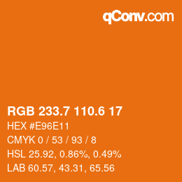 カラーコード: RGB 233.7 110.6 17 | qconv.com