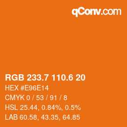 カラーコード: RGB 233.7 110.6 20 | qconv.com
