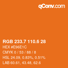 カラーコード: RGB 233.7 110.6 28 | qconv.com