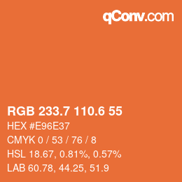 カラーコード: RGB 233.7 110.6 55 | qconv.com