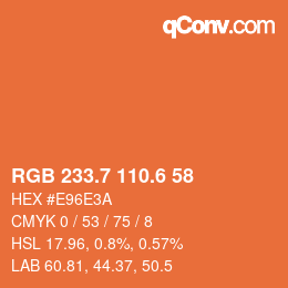 カラーコード: RGB 233.7 110.6 58 | qconv.com