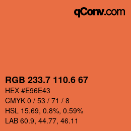 カラーコード: RGB 233.7 110.6 67 | qconv.com