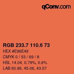 カラーコード: RGB 233.7 110.6 73 | qconv.com