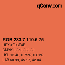 カラーコード: RGB 233.7 110.6 75 | qconv.com