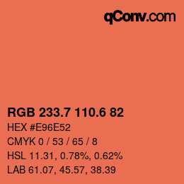カラーコード: RGB 233.7 110.6 82 | qconv.com
