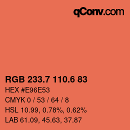カラーコード: RGB 233.7 110.6 83 | qconv.com
