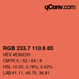 カラーコード: RGB 233.7 110.6 85 | qconv.com