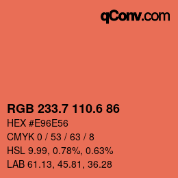 カラーコード: RGB 233.7 110.6 86 | qconv.com