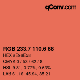 カラーコード: RGB 233.7 110.6 88 | qconv.com