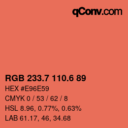 カラーコード: RGB 233.7 110.6 89 | qconv.com