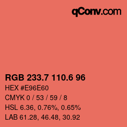 カラーコード: RGB 233.7 110.6 96 | qconv.com