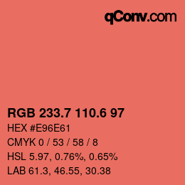 カラーコード: RGB 233.7 110.6 97 | qconv.com