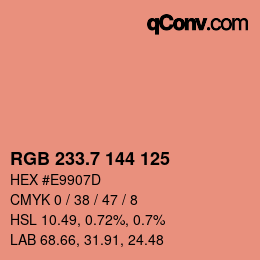 カラーコード: RGB 233.7 144 125 | qconv.com