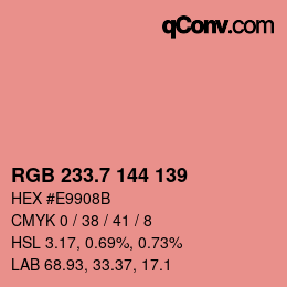 カラーコード: RGB 233.7 144 139 | qconv.com