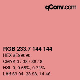 カラーコード: RGB 233.7 144 144 | qconv.com
