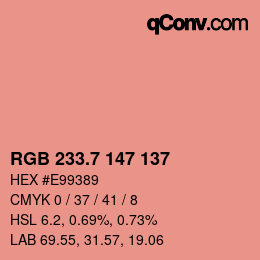 カラーコード: RGB 233.7 147 137 | qconv.com