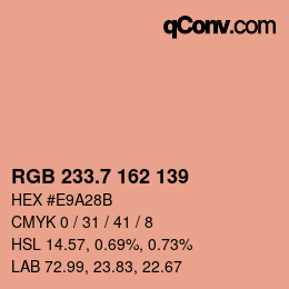 カラーコード: RGB 233.7 162 139 | qconv.com