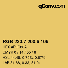 カラーコード: RGB 233.7 200.6 106 | qconv.com