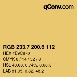 カラーコード: RGB 233.7 200.6 112 | qconv.com