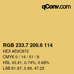 カラーコード: RGB 233.7 200.6 114 | qconv.com