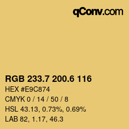 カラーコード: RGB 233.7 200.6 116 | qconv.com