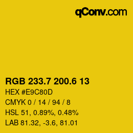 カラーコード: RGB 233.7 200.6 13 | qconv.com
