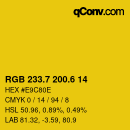 カラーコード: RGB 233.7 200.6 14 | qconv.com