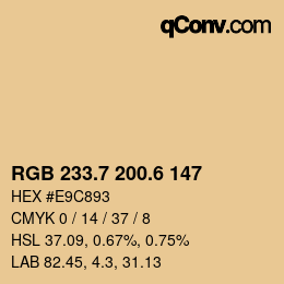 カラーコード: RGB 233.7 200.6 147 | qconv.com