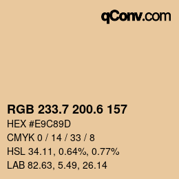 カラーコード: RGB 233.7 200.6 157 | qconv.com