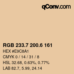 カラーコード: RGB 233.7 200.6 161 | qconv.com