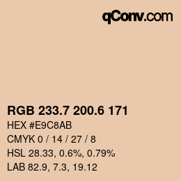 カラーコード: RGB 233.7 200.6 171 | qconv.com