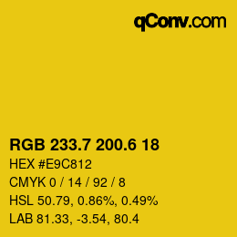 カラーコード: RGB 233.7 200.6 18 | qconv.com