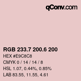 カラーコード: RGB 233.7 200.6 200 | qconv.com